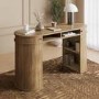 Oak Curved Office Desk with Sliding Doors - Breuer