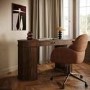 Dark Oak Curved Office Desk with Sliding Doors - Breuer