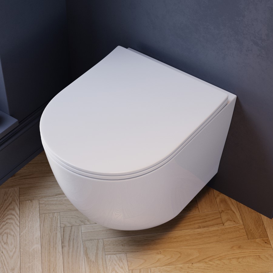 Wall Hung Rimless Toilet with Soft Close Seat – Roma