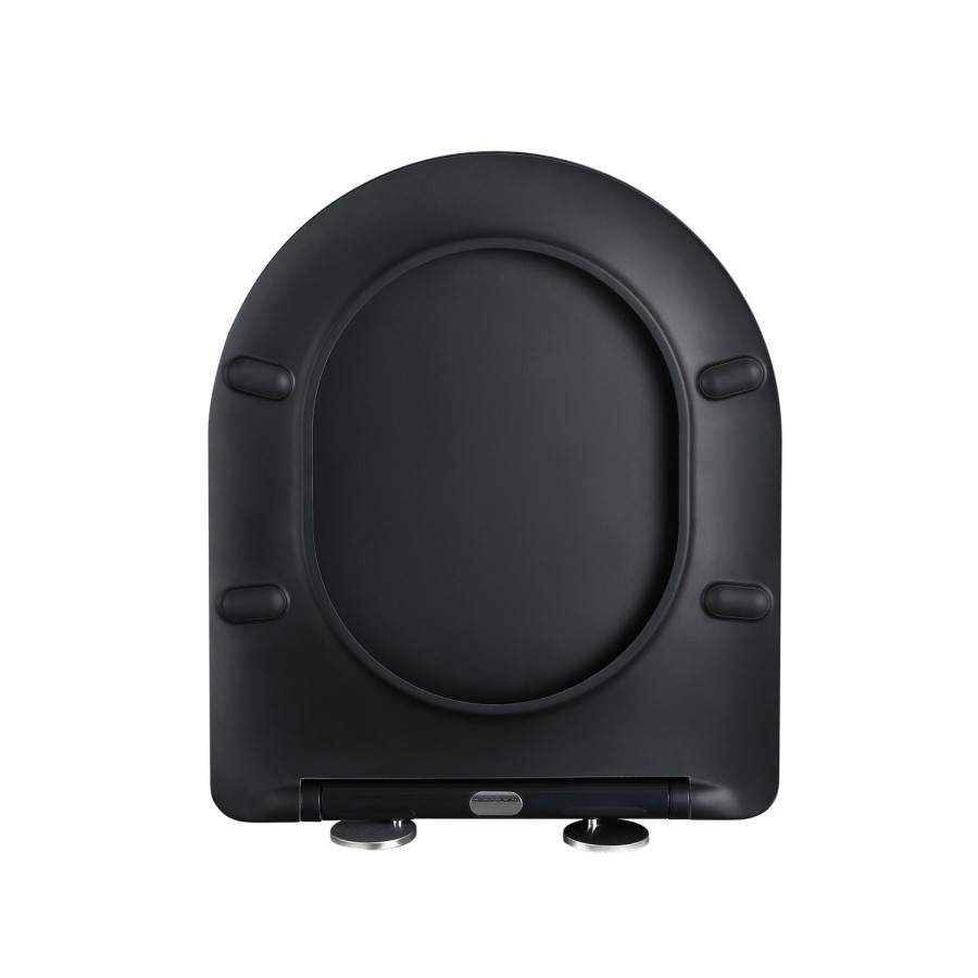 ONLY OPENED - Matt Black Wall Hung Rimless Short Projection Toilet with Soft Close Seat Verona