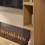Self Build Oak Media Wall with Black 3-Sided Inset Electric Fire with Shelving - 50 Inch - AmberGlo
