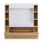 Self Build Oak Media Wall with Black 3-Sided Inset Electric Fire with Shelving - 50 Inch - AmberGlo