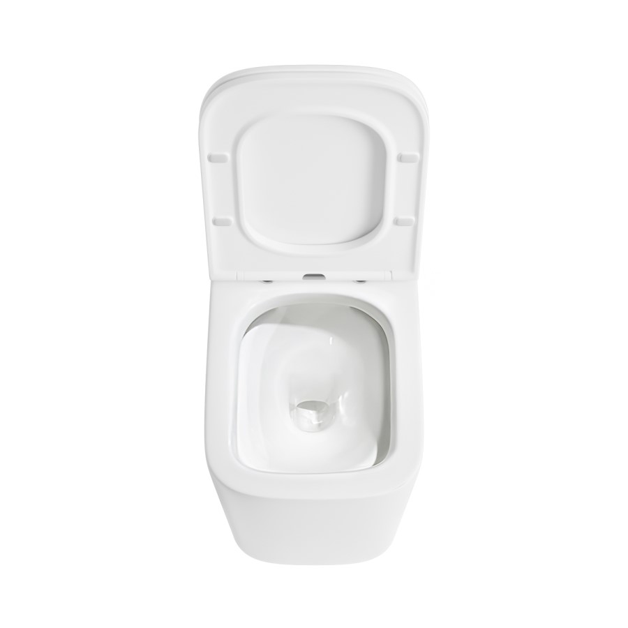 Back to Wall Toilet with Black Glass Cabinet, Cistern & Pneumatic Dual Flush Button - Albi