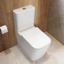 Close Coupled Rimless Closed Back Toilet with Soft Close Seat & Chrome Push Button - Albi