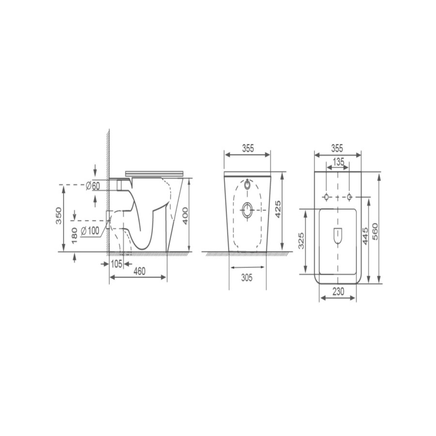 Wall Hung Toilet with Soft Close Seat, Pneumatic Chrome Flush Plate, 820mm Frame & Cistern - Albi