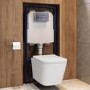 Wall Hung Toilet with Soft Close Seat, Pneumatic Chrome Flush Plate, 1168mm Frame & Cistern - Albi