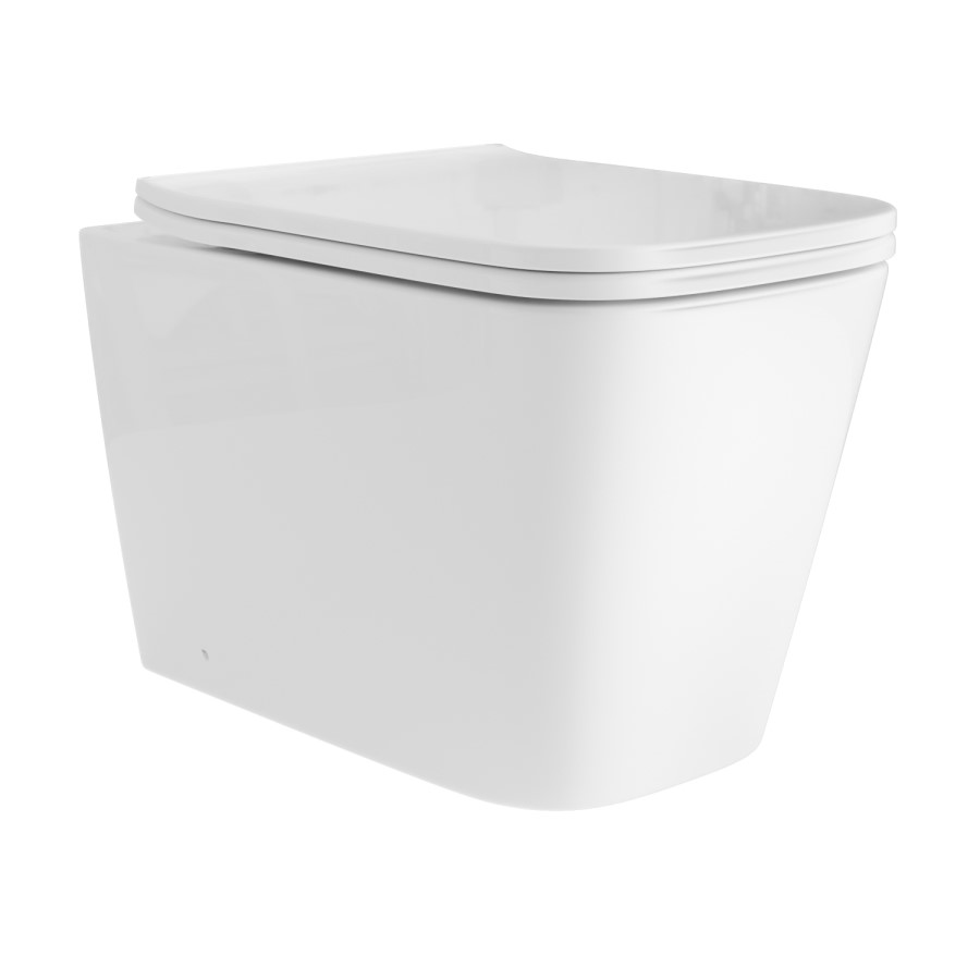 Wall Hung Toilet with Soft Close Seat, Pneumatic Black Flush Plate, 1168mm Frame & Cistern - Albi