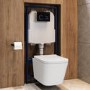 Wall Hung Toilet with Soft Close Seat, Black Glass Sensor Flush Plate, 1168mm Frame & Cistern - Albi