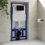 ALMOST PERFECT - Concealed Cistern with 1170mm Wall Hung Toilet Frame and Matt Black Mechanical Flush Plate - Zana