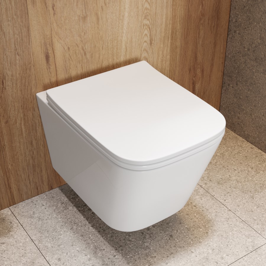 Wall Hung Rimless Toilet with Tornado Flush and Soft Close Seat - Albi