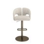 Set of 2 Beige Upholstered Adjustable Swivel Bar Stools with Brass Base - Azalea