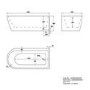 Freestanding Single Ended Right Hand Fluted Corner Bath 1650 x 800mm With Brushed Brass Bath Screen - Amaro