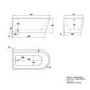 Freestanding Shower Bath Single Ended Left Hand Corner with Brass Bath Screen 1500 x 800mm - Amaro
