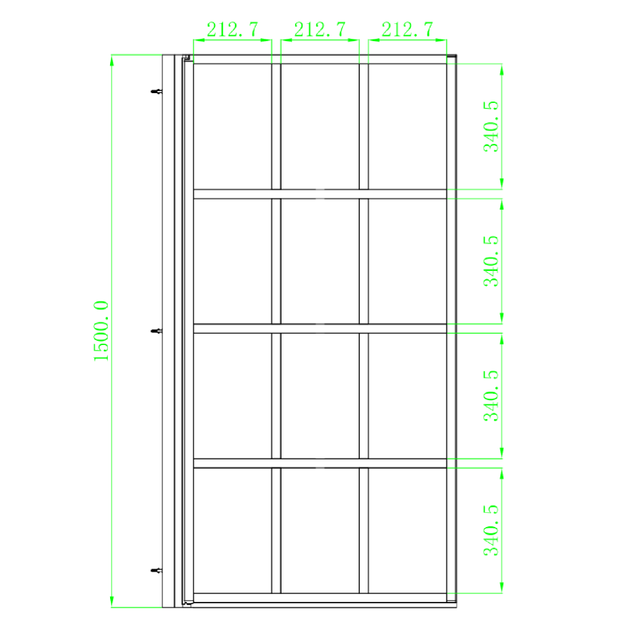 Black Grid Left Hand Shower Bath Screen 1500 x 800mm - Nova