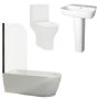 Black Freestanding Left Hand Shower Bath Suite with Toilet and Basin - Amaro