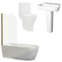 Brass Freestanding Left Hand Shower Bath Suite with Toilet and Basin - Amaro
