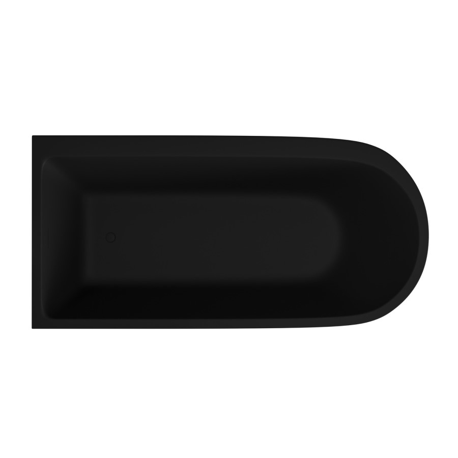 Matt Black Freestanding Shower Bath Single Ended Left Hand Corner with Chrome Bath Screen 1650 x 800mm - Amaro