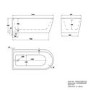 Matt Black Freestanding Shower Bath Single Ended Left Hand Corner with Brass Bath Screen 1650 x 800mm - Amaro