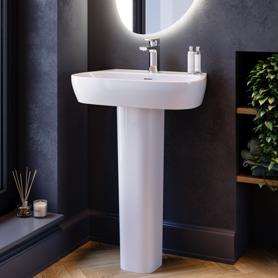 Chrome Freestanding Right Hand Shower Bath Suite with Toilet and Basin - Amaro