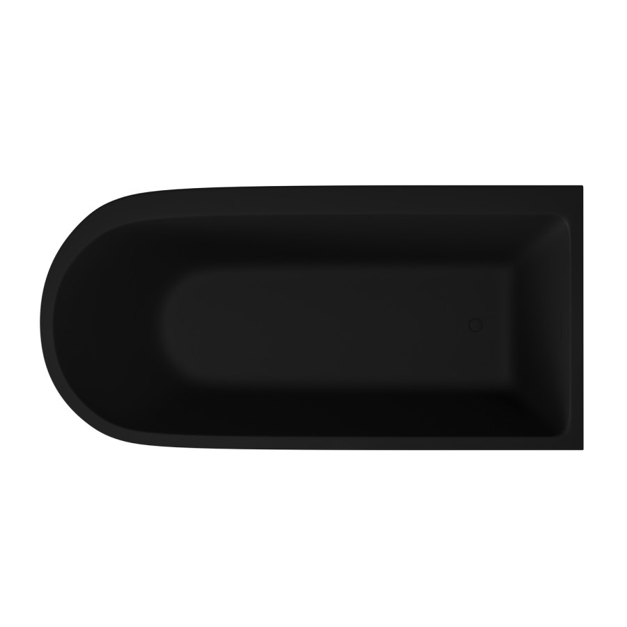 Matt Black Freestanding Shower Bath Single Ended Right Hand Corner with Black Bath Screen 1650 x 800mm - Amaro