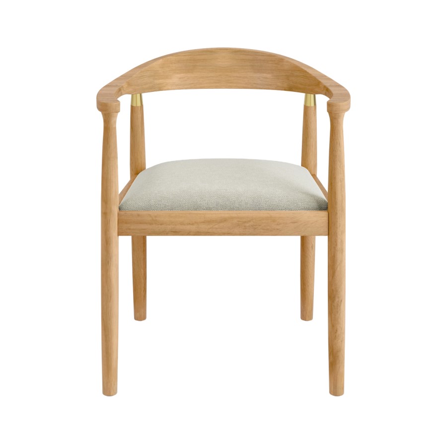 ONLY OPENED - Brass Detail Oak Curved Dining Chair - Anders