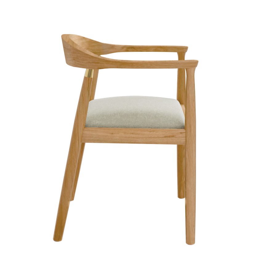 ONLY OPENED - Brass Detail Oak Curved Dining Chair - Anders