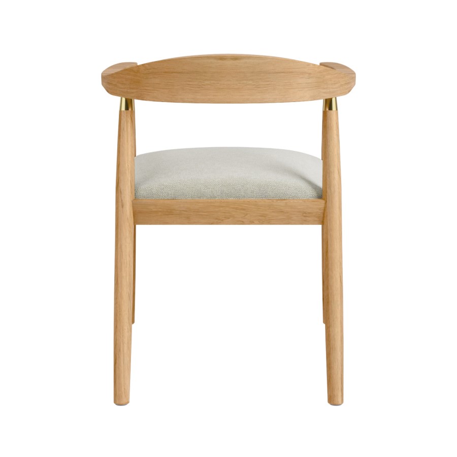 ONLY OPENED - Brass Detail Oak Curved Dining Chair - Anders