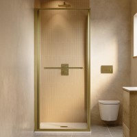 900x900mm Brushed Brass Square Sliding In-Fold Shower Enclosure 6mm Glass - Apollo