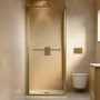 900x900mm Brushed Brass Square Sliding In-Fold Shower Enclosure 6mm Glass - Apollo