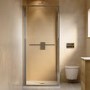 900x900mm Chrome In-Fold Sliding Shower Enclosure 6mm Glass and Shower Tray - Apollo