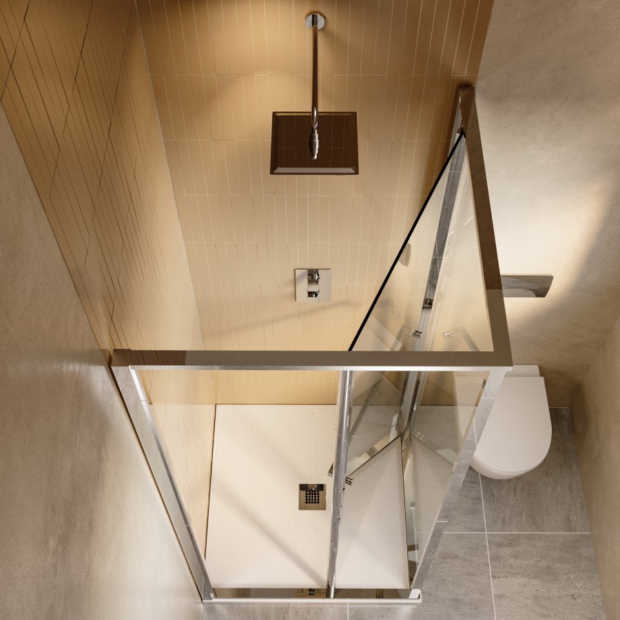 900x900mm Chrome In-Fold Sliding Shower Enclosure 6mm Glass and Shower Tray - Apollo