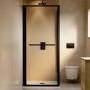 800x800mm Black In-Fold Sliding Shower Enclosure 6mm Glass and Low Profile Shower Tray - Apollo
