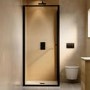 800x800mm Black In-Fold Sliding Shower Enclosure 6mm Glass and Low Profile Shower Tray - Apollo