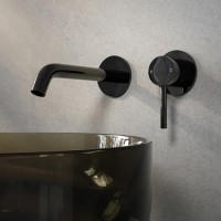 Black Chrome Wall Mounted Basin Mixer Tap - Arissa