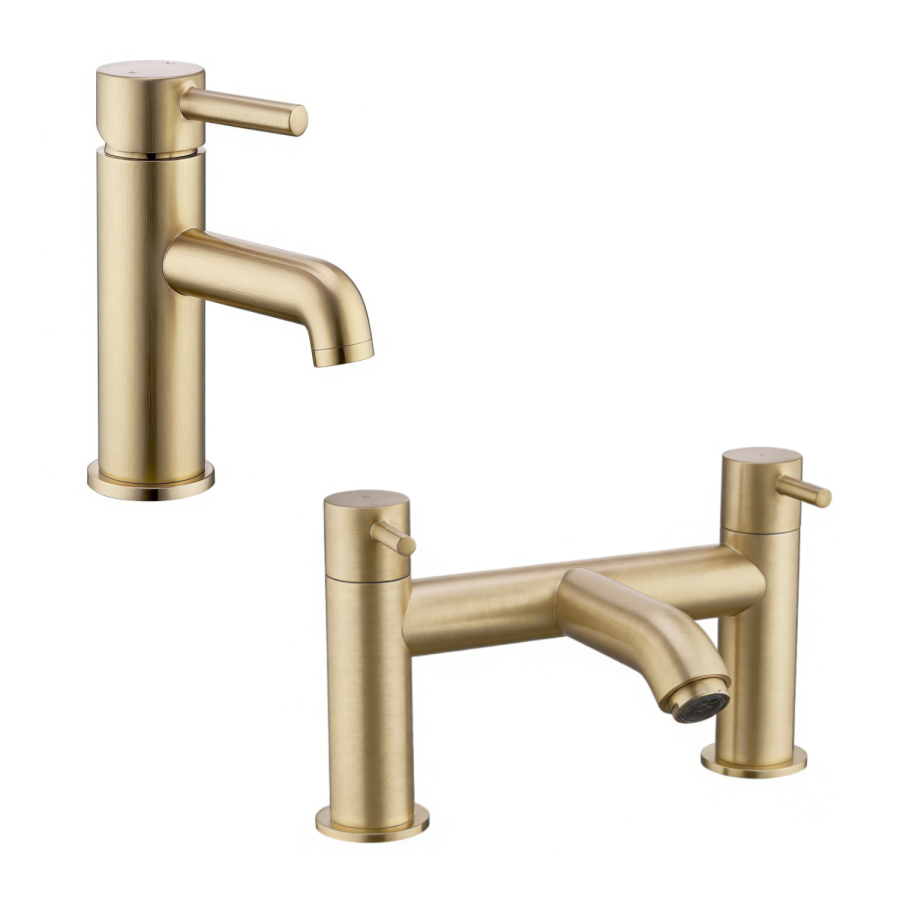 Brushed Brass basin tap and bath filler tap pack - Arissa