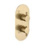 Brushed Brass 2 Outlet Thermostatic Bath Mixer Shower Set With Hand Shower and Bath Filler Spout - Arissa