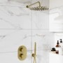 Brushed Brass 2 Outlet Wall Mounted Thermostatic Mixer Shower Set With Hand Shower - Arissa