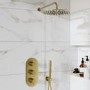 Brushed Brass 2 Outlet Wall Mounted Thermostatic Mixer Shower Set With Hand Shower - Arissa