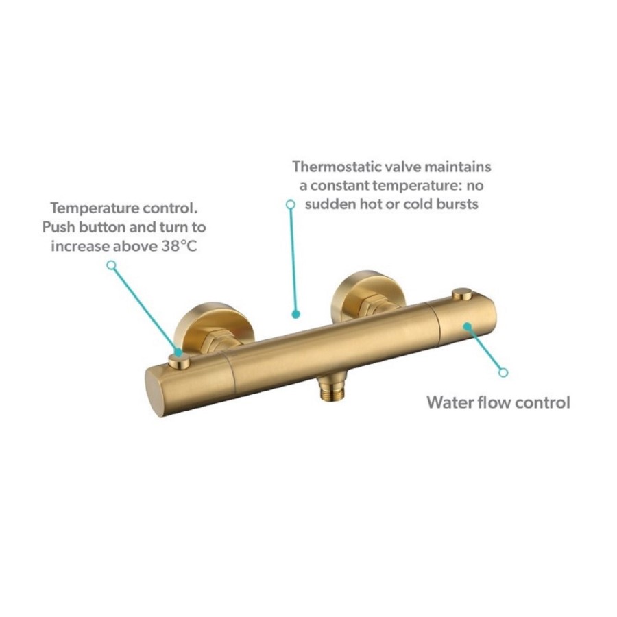 ONLY OPENED - Brushed Brass Thermostatic Mixer Shower with Slider Riser Rail Kit - Arissa