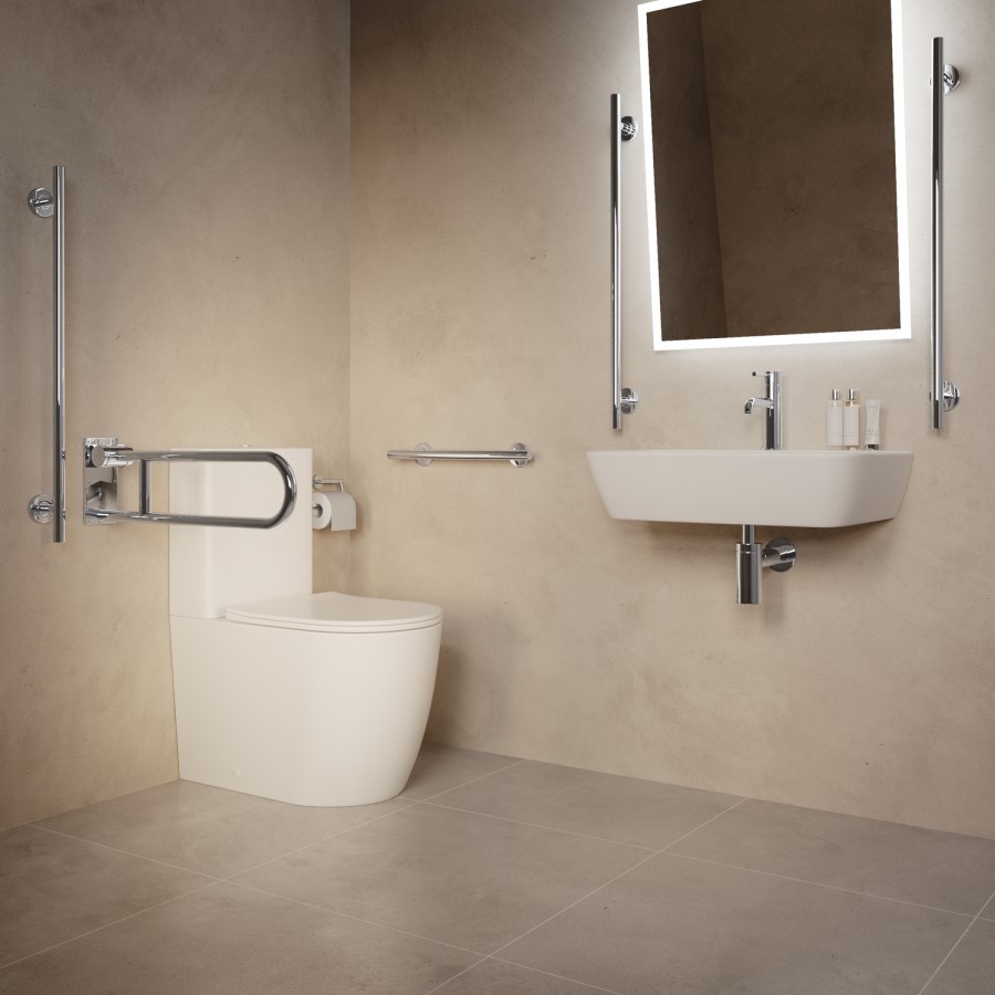 Chrome Bathroom Grab Rails Set of 6 - Arissa