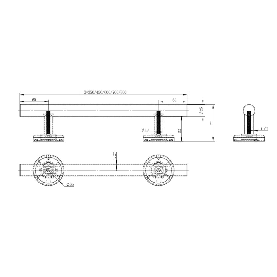 Chrome Bathroom Grab Rails Set of 6 - Arissa