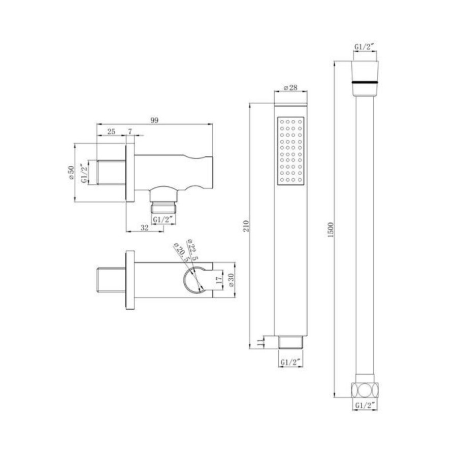 Chrome 3 Outlet Wall Mounted Thermostatic Mixer Shower Set With Hand Shower and Waterfall Bath Filler Spout - Arissa