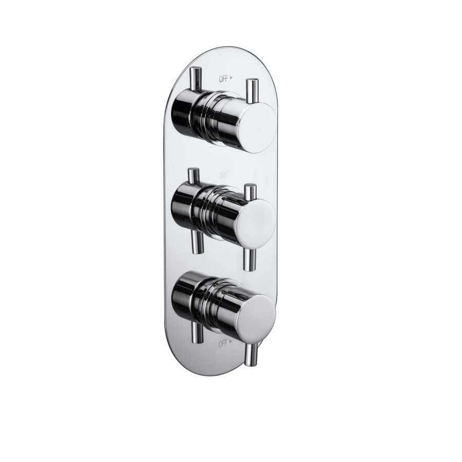Chrome 3 Outlet Wall Mounted Thermostatic Mixer Shower Set With Hand Shower and Pencil Bath Filler Spout - Arissa