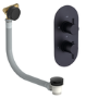Matt Black 1 Outlet Concealed Thermostatic Duel Control Shower Valve And Overflow Bath Filler - Arissa
