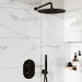 Black 2 Outlet Wall Mounted Thermostatic Mixer Shower Set with Hand Shower and Wall Bracket - Arissa