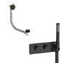 Black 2 Outlet Thermostatic Mixer Shower Set with Overflow Bath Filler and Integrated Hand Shower - Arissa