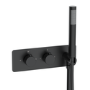 Black 2 Outlet Thermostatic Mixer Shower Set with Overflow Bath Filler and Integrated Hand Shower - Arissa