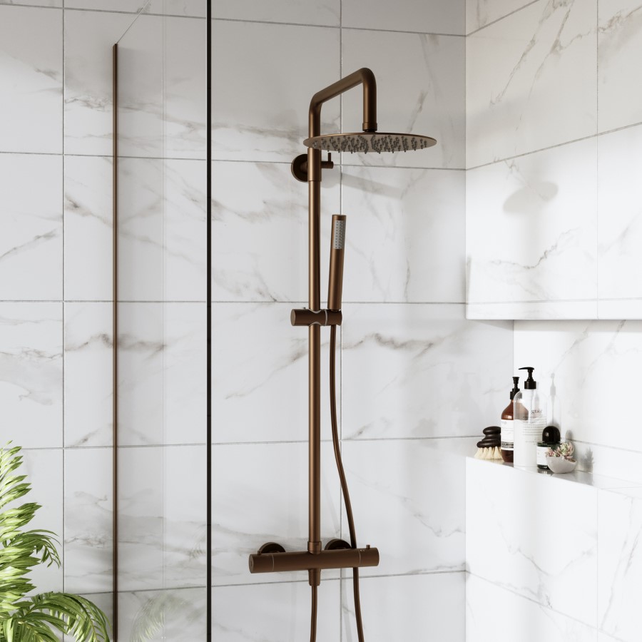 Brushed Bronze Shower & Basin Mixer Tap Set - Arissa