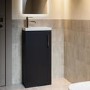 400mm Black Freestanding Cloakroom Vanity Unit with Basin and Chrome Handle - Ashford