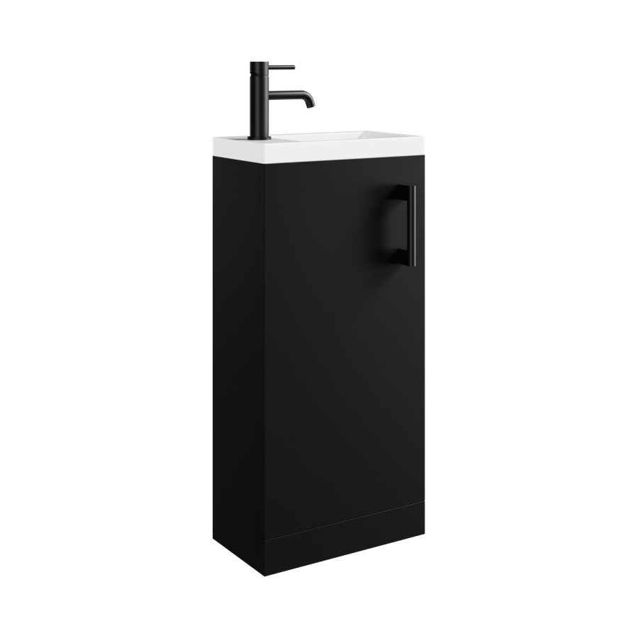 400mm Black Freestanding Cloakroom Vanity Unit with Basin and Black Handle - Ashford